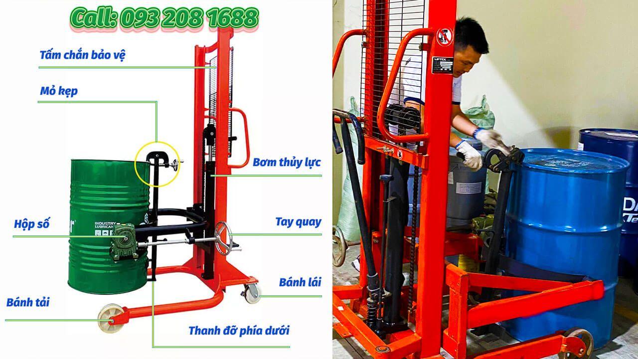 Hướng dẫn sử dụng Xe nâng thùng phuy – Xe nâng quay đổ phuy hóa chất